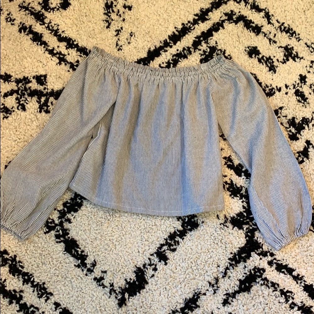 brandy melville off the shoulder stripped shirt